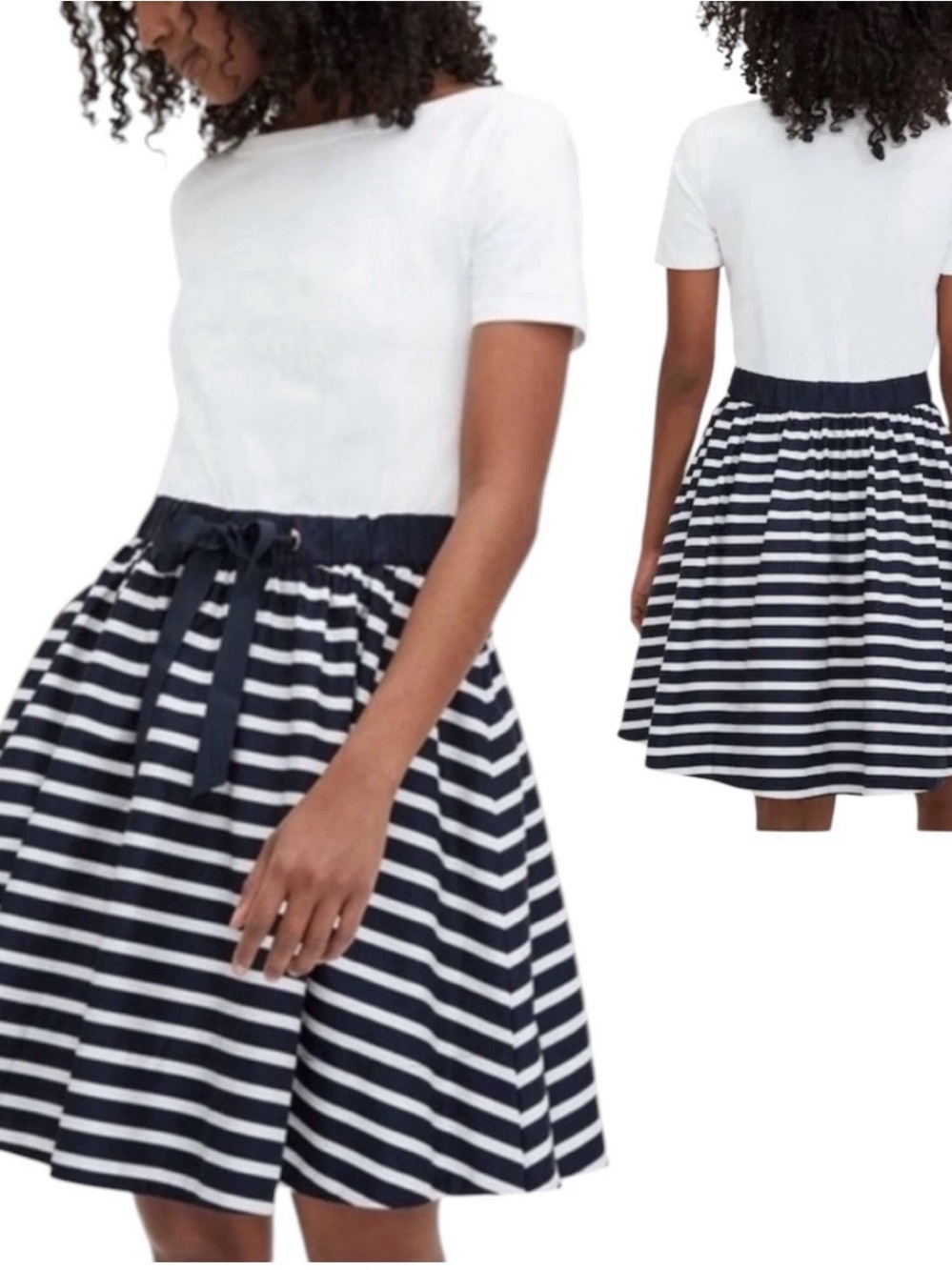 kate spade White and Navy Striped Tie-Waist Mini Dress - Picture 6 of 6